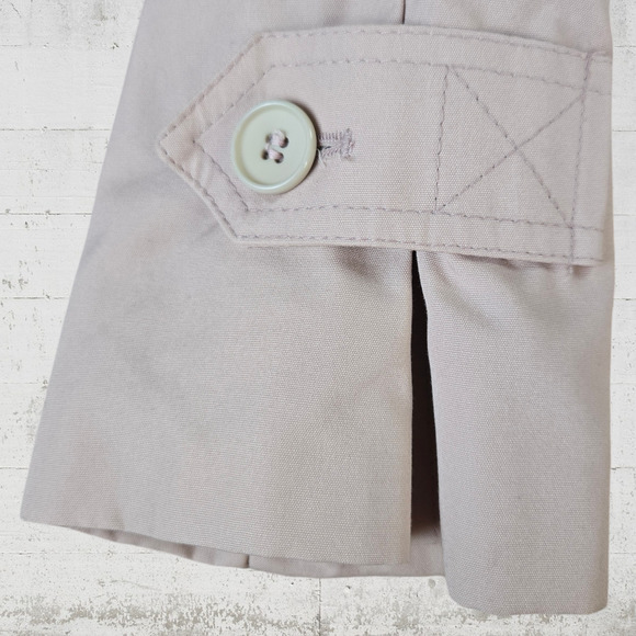 70s Vintage Pink Utility USA Union Made Button London Fog Trench Coat Size 12P - Picture 7 of 10